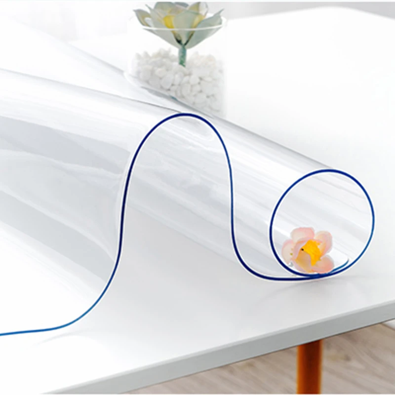 PVC Waterproof Transparent Tablecloth Soft Glass Table Protector Living
