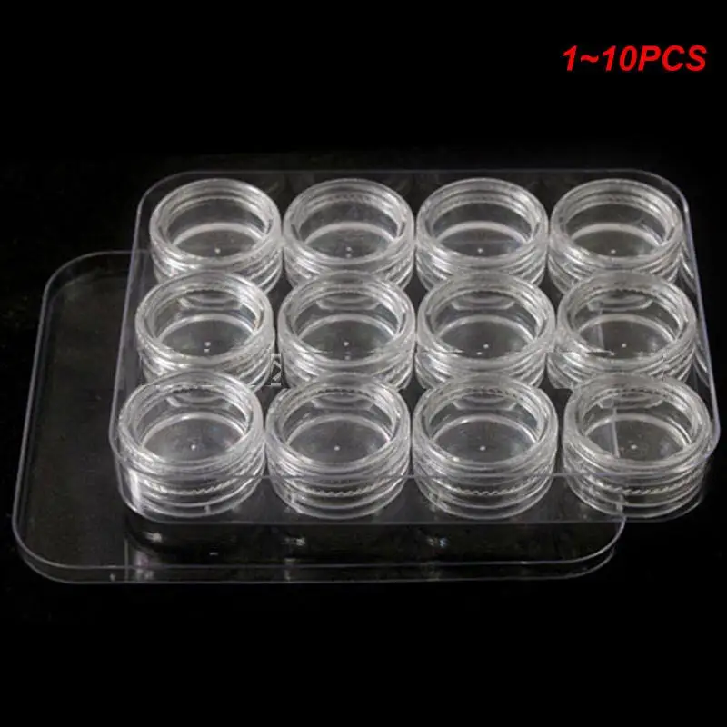 

1~10PCS teile/schachtel Portable Storage Container Runde Flasche Transparent Fall Container Nail art Strass Glitter Staub Halter