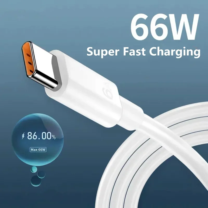 

6A 66W USB Type C Super-Fast Cable For Huawei Mate 40 50 Xiaomi 11 10 Pro OPPO R17 Fast Charging USB-C Charger Cable Data Cord