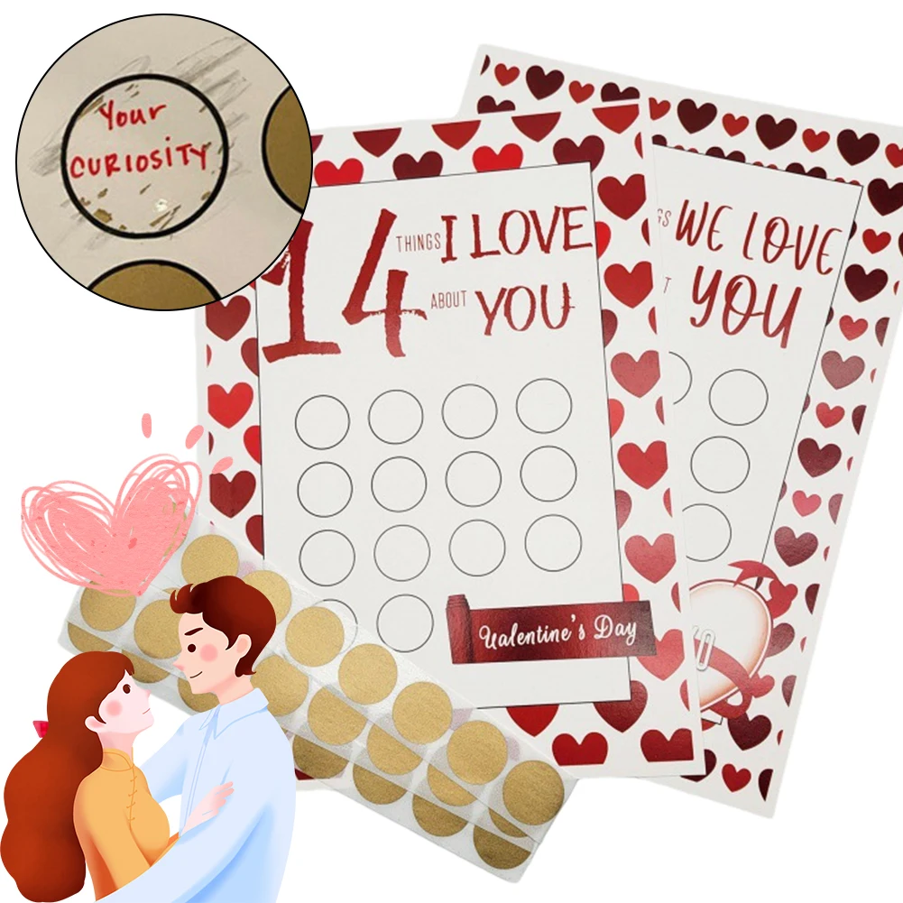 발렌타인 데이 스크래핑 스티커, I Love You 인사 카드 긁기 카드, 생일 결혼 기념일 선물, 14 가지