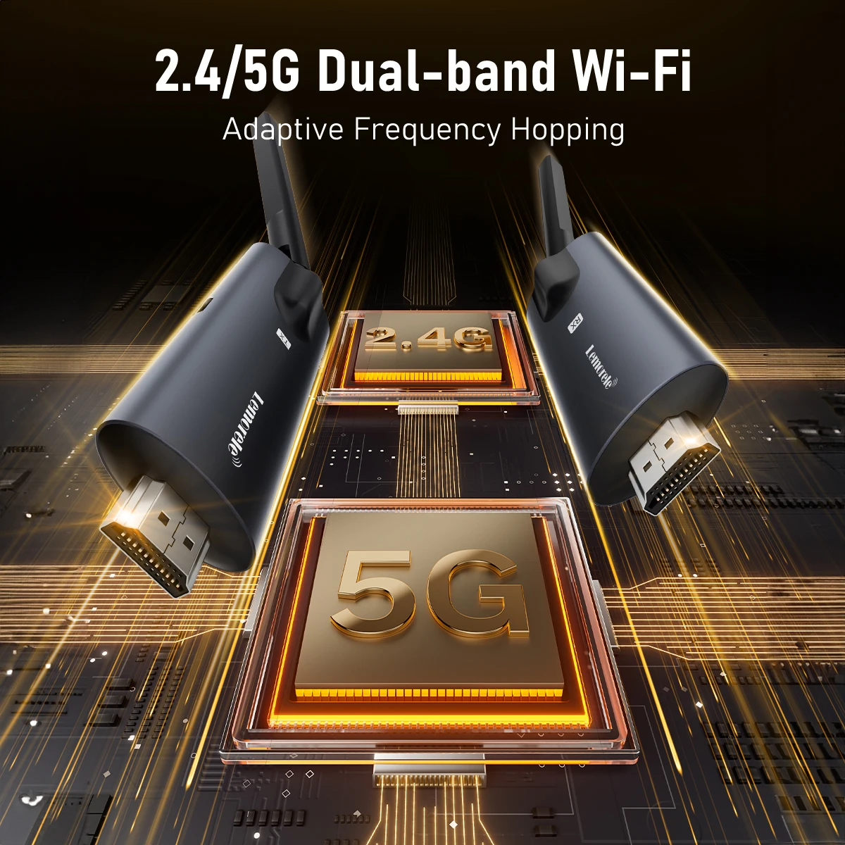 Lemorele 5G 200m ワイヤレスHDMI送受信機 低遅延 プラグアンドプレイ