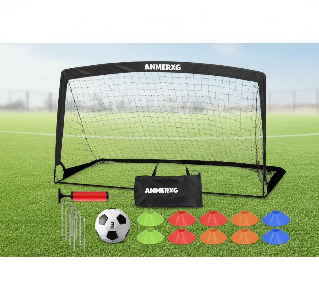 Portable 6x4 ft kids soccer goal with accessories