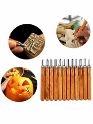 Enhanced Woodworking Carving Knife Set with Wooden Handle - 10/12 Piece Crafting Collection - 12 pcs