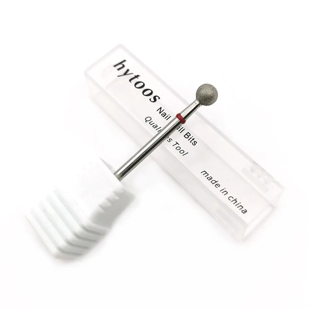 Ball Nail Drill Bits 5.0mm Fine Diamond Cuticle Burr Russian Mills Electric Manicure Drill Nails Accessories Tool HYTOOS