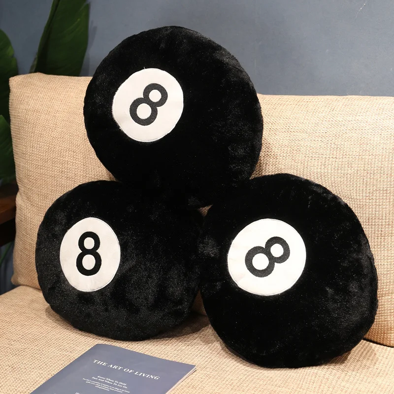 Simulation Billiards 8 Ball Plush Pillow Stuffed Soft Toy Eight Balls Pool Players Home Decor Cushion Sport Creative Gift 4pcs pu sponge training ball training softballs teenager players training balls