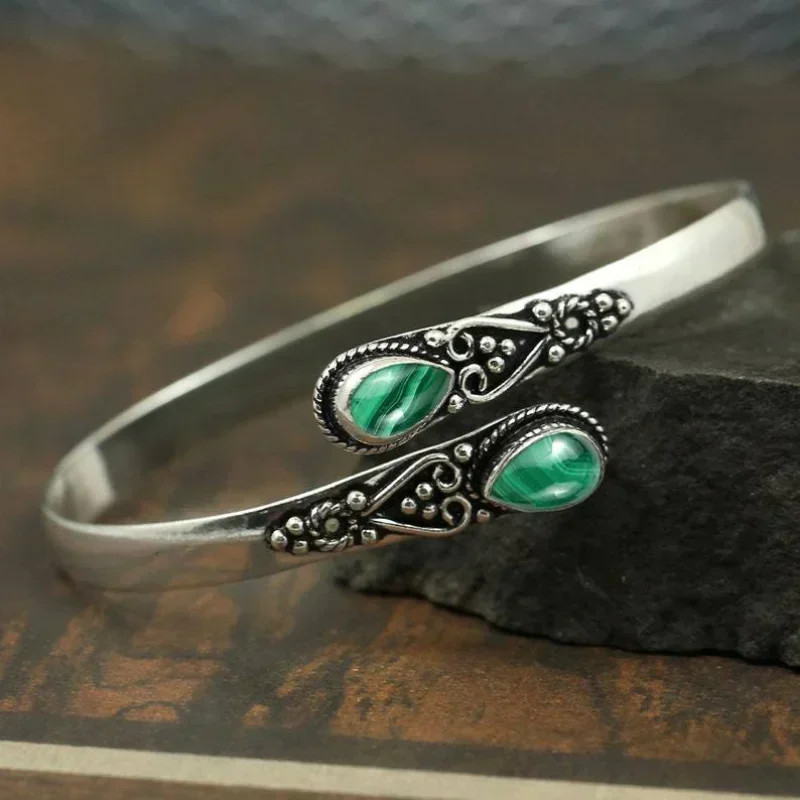 Bangle Bracelet Vintage Turquoises Jewelry Imitation Natural Stone Open Adjustable Cuff For Women Men Party Jewelry