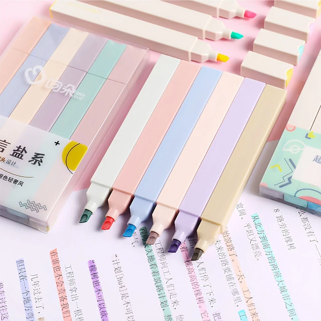 Highlighter Pens 6 Pieces Cute Highlighters Set With Assorted Colors Soft  Tip Aesthetic Highlighters For Journal & Notes - AliExpress