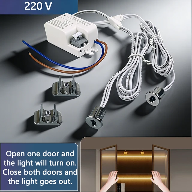 220V touch sensor switch single door/double door control intelligent control cabinet light kitchen wardrobe, hidden installation