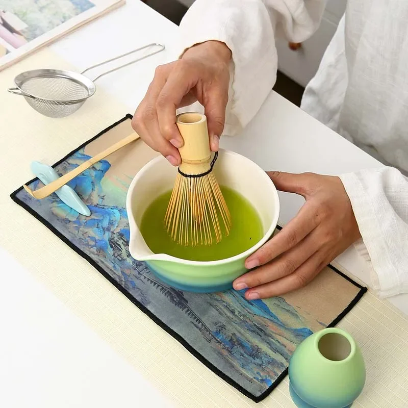 2/7 Piece Japanese Tea Set Matcha Green Tea Blending Bowl Brush Bamboo Utility Brush Tool Kitchen Matcha Bamboo Accessories