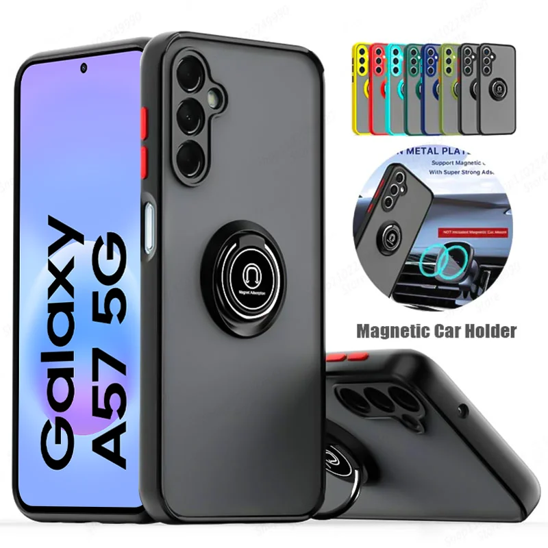 Matte Finish Phone Case with Magnetic Ring Holder and Enhanced Protection