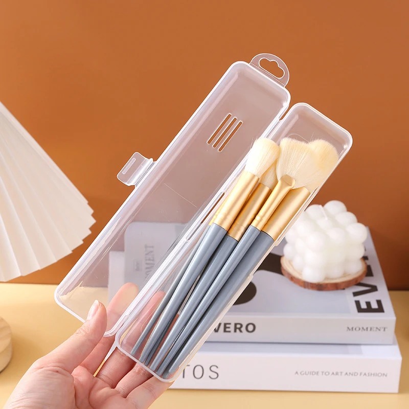 Houseeker Portable Makeup Brush Organizer Transparent Eyebrow Pencil Cosmetic Storage Box With Cover Tableware Chopsticks Case
