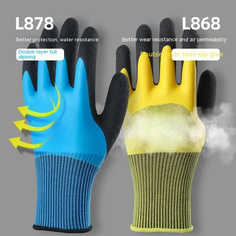 6pair Working Gloves Purple Polyester Grey Latex Glove Protective for work Garden Durable Non-slip Waterproof Gardening Gloves 3