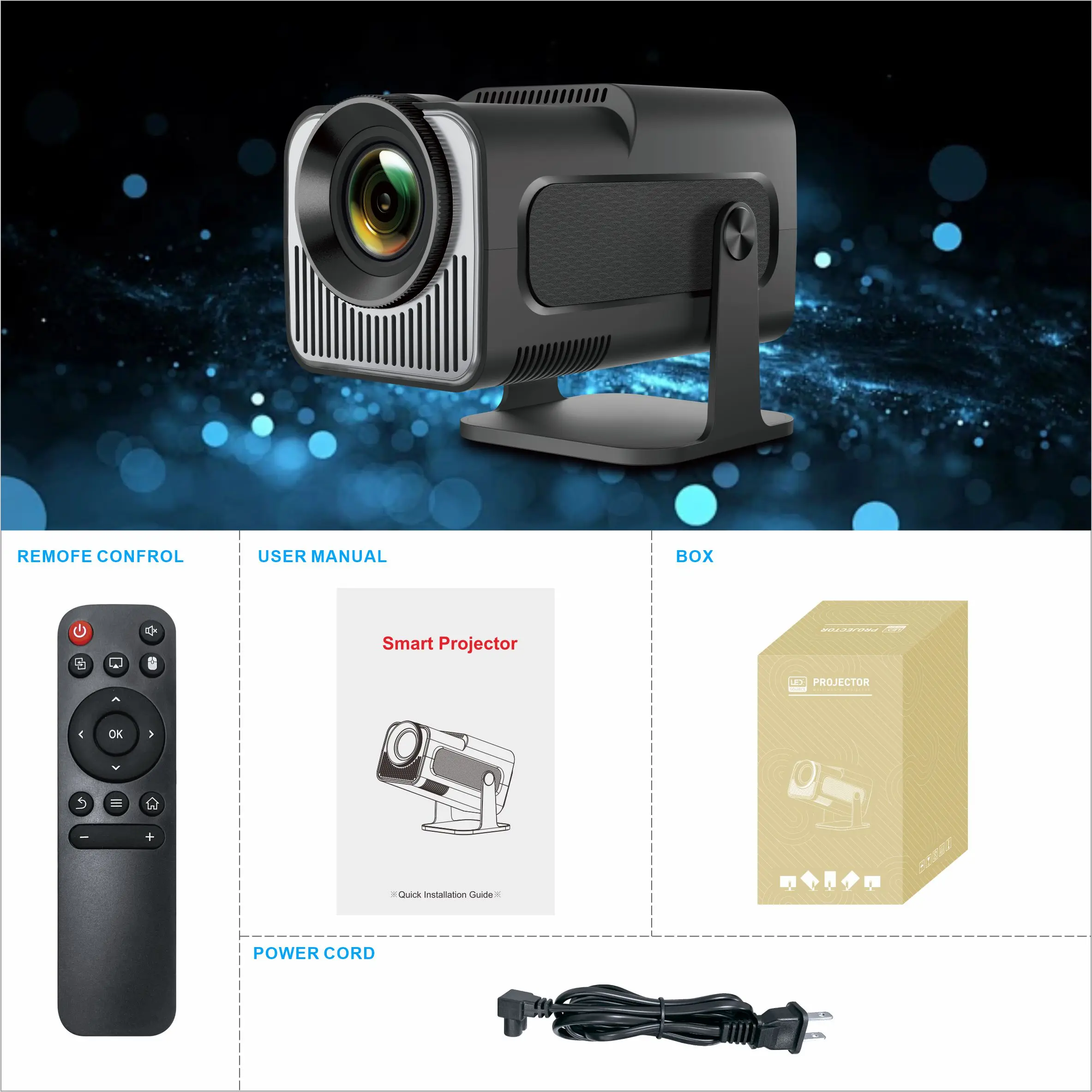 HY320Mini Projector Salange Portable 4K 8K Video Support Native 