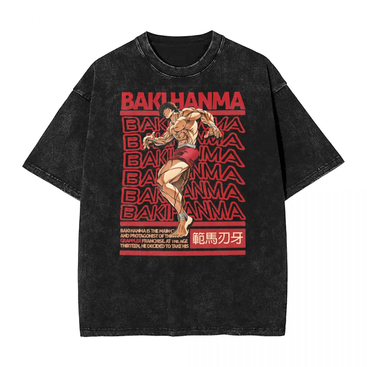 

Hanma Baki Brutalism Anime T Shirt Hip Hop Washed Cotton Harajuku T-Shirt Novelty for Men Women Tops Streetwear Summer Tops Tees