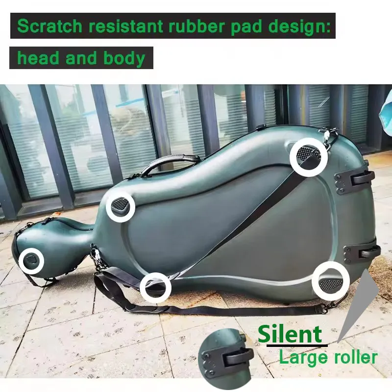 Independent size 3/4 1/2 1/4 carbon fiber cello box with large rollers, wear-resistant and earthquake resistant, for airplane