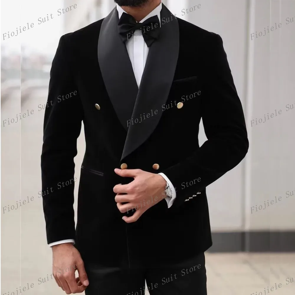 

Black Slim Fit Men Business Suit Groom Groomsman Wedding Party Formal Occasion Tuxedos 2 Piece Set Jacket And Pants