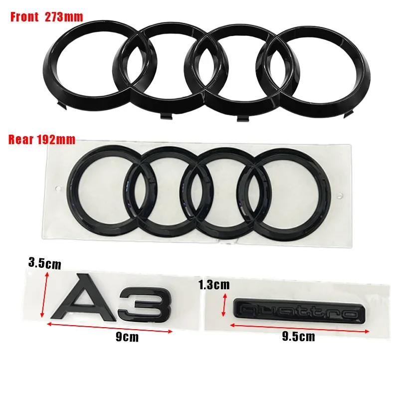 Premium Car Styling Logo Emblem Sticker - Front & Rear Trunk Accessories with 4Ring Design
