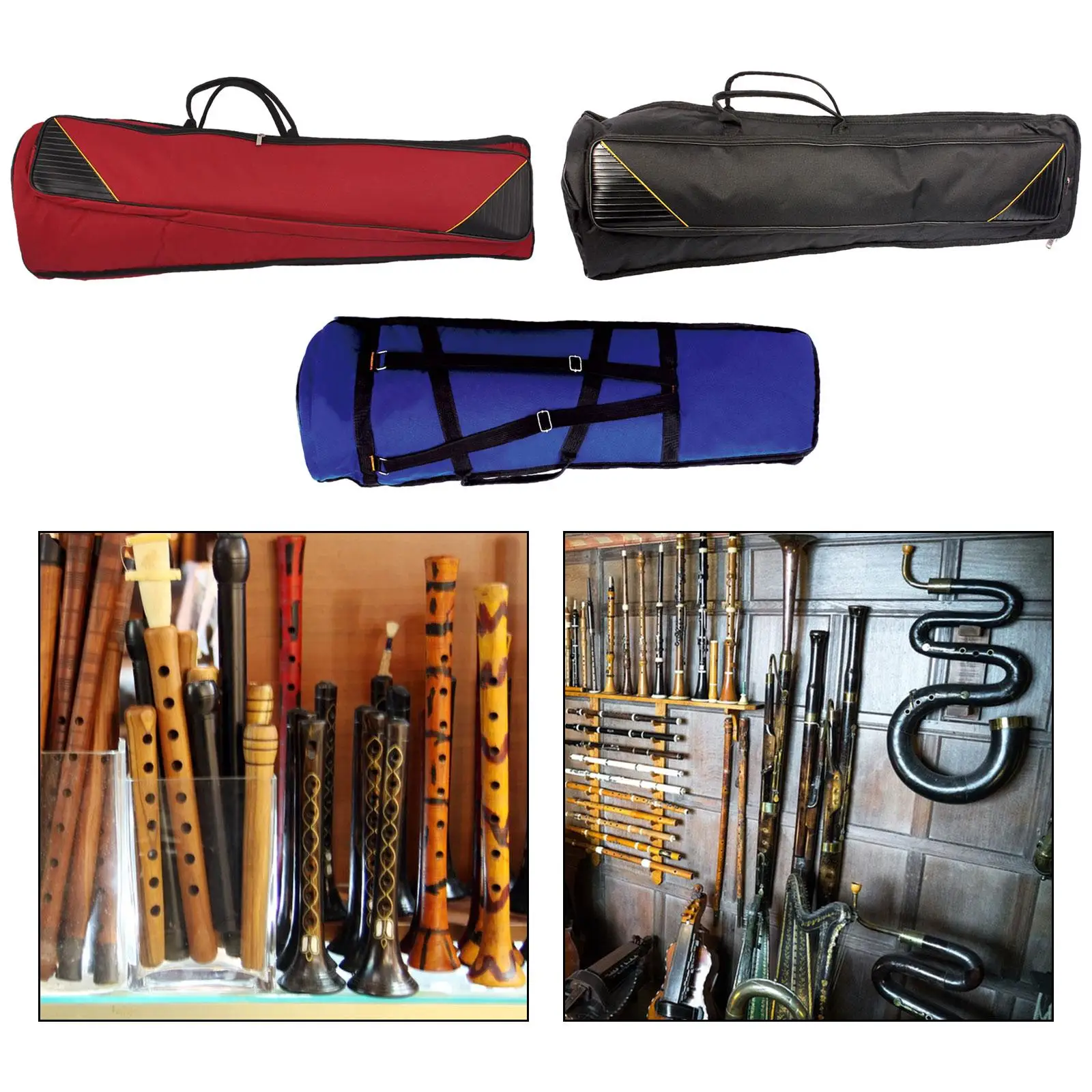 Padded Bass Trombone Gig Bag with Adjustable Shoulder Strap Oxford Cloth Tenor Trombone Bag Musical Instrument Accessories