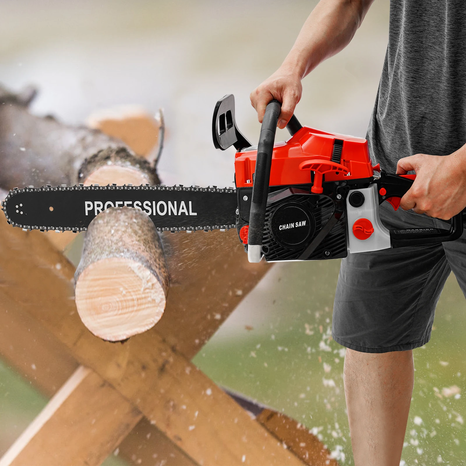 20 Inch Gasoline Chainsaw 2-Stroke Handheld Petrol Chainsaw 2KW 58CC for Wood Cutting Tree Pruning