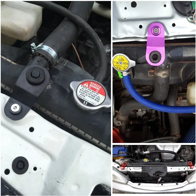 Aluminum Car Radiator Stay Bracket For Honda Civic EK 2000 Purple Tank Bracket Racing Refrigeration