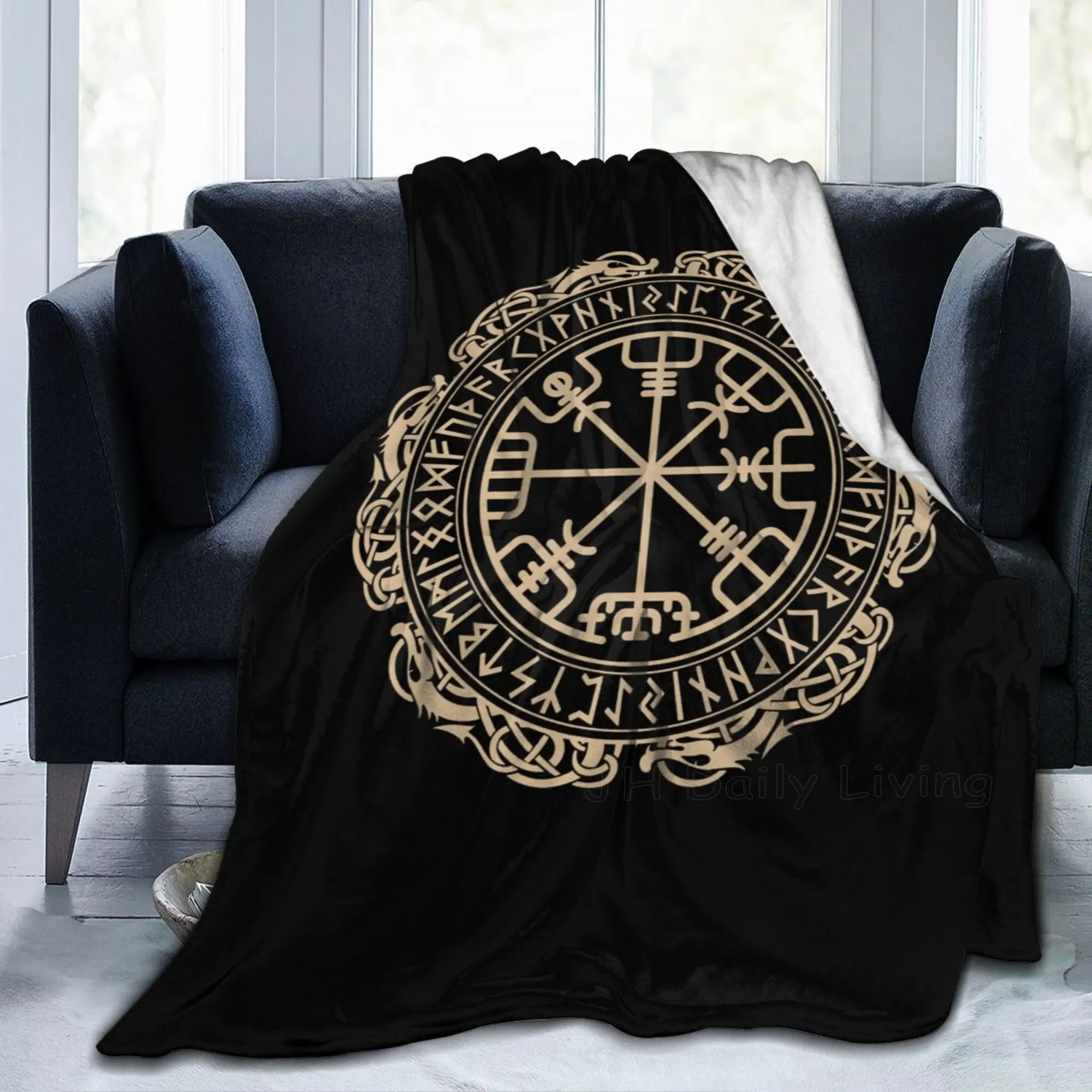 

Viking Nordic Celtic Symbol Print Flannel Fleece Blanket Soft Cozy Warm Throw Blanket Lightweight Blankets for Beds Sofa