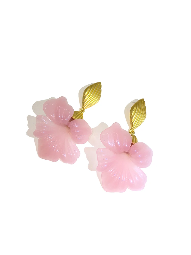 

Pink Exaggerated Flower Earrings Retro Style Earrings 2024 Vacation Style Earrings Birthday Gift Wedding Decoration