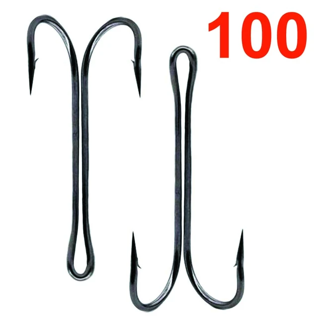 100 pcs Long Shank Weedless Fishing hook Double Hook For Soft Lure