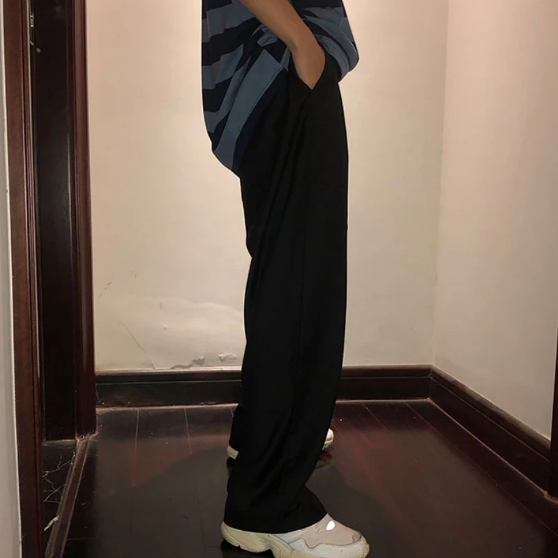 Casual Pants Men Solid Simple Large Size 3XL Button Fly Korean Style Straight Trousers All-match Ankle-length Loose