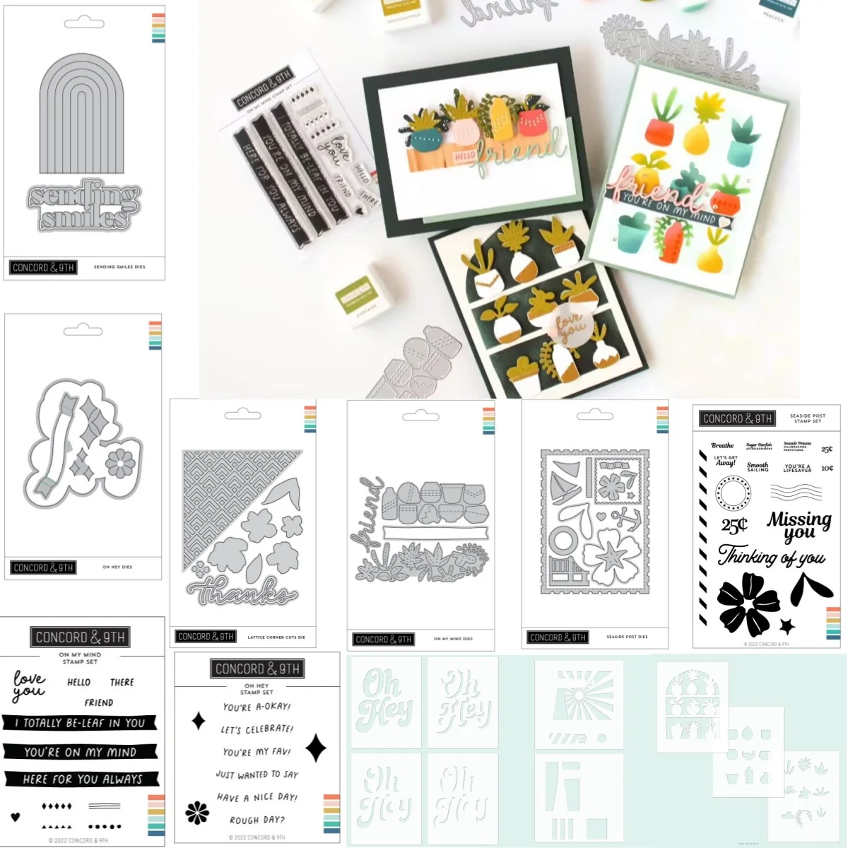 

New Seaside Post Potted Clear Stamps Metal Cutting Dies Stencil For DIY Scrapbook Craft Decoration Embossing 2024 Summer