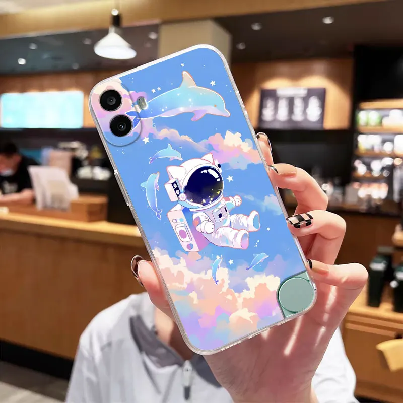 Clear Shockproof Soft Silicone Back Cover Case with Cat Design for CMF Phone 1 2A Plus and Phone 2 2A 5G
