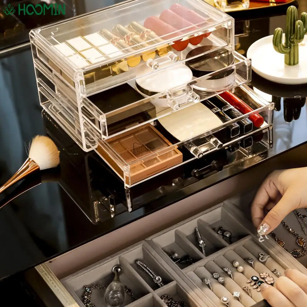 

Acrylic Jewelry Storage Box 3 Layers Necklace Bracelet Ring Organizer Dustproof Display Stand Rack