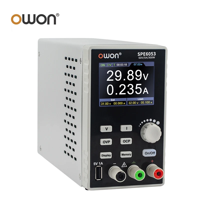 OWON SPE 프로그래밍 가능한 DC 전원 공급 장치, 디지털 전압 조정기 스위치, 300W, 60V, 10A, 60V, 5A, 2.8 인치 LCD, 10mV, 1mA 해상도, SPE6103