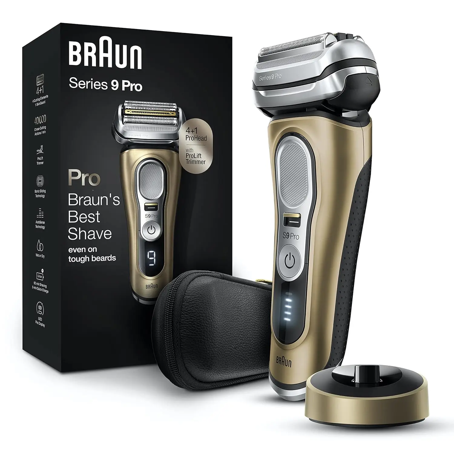 

Electric Razor for Men, Waterproof Foil Shaver, Wet & Dry Shave, with ProLift Beard Trimmer, Charging Stand Included, Gold