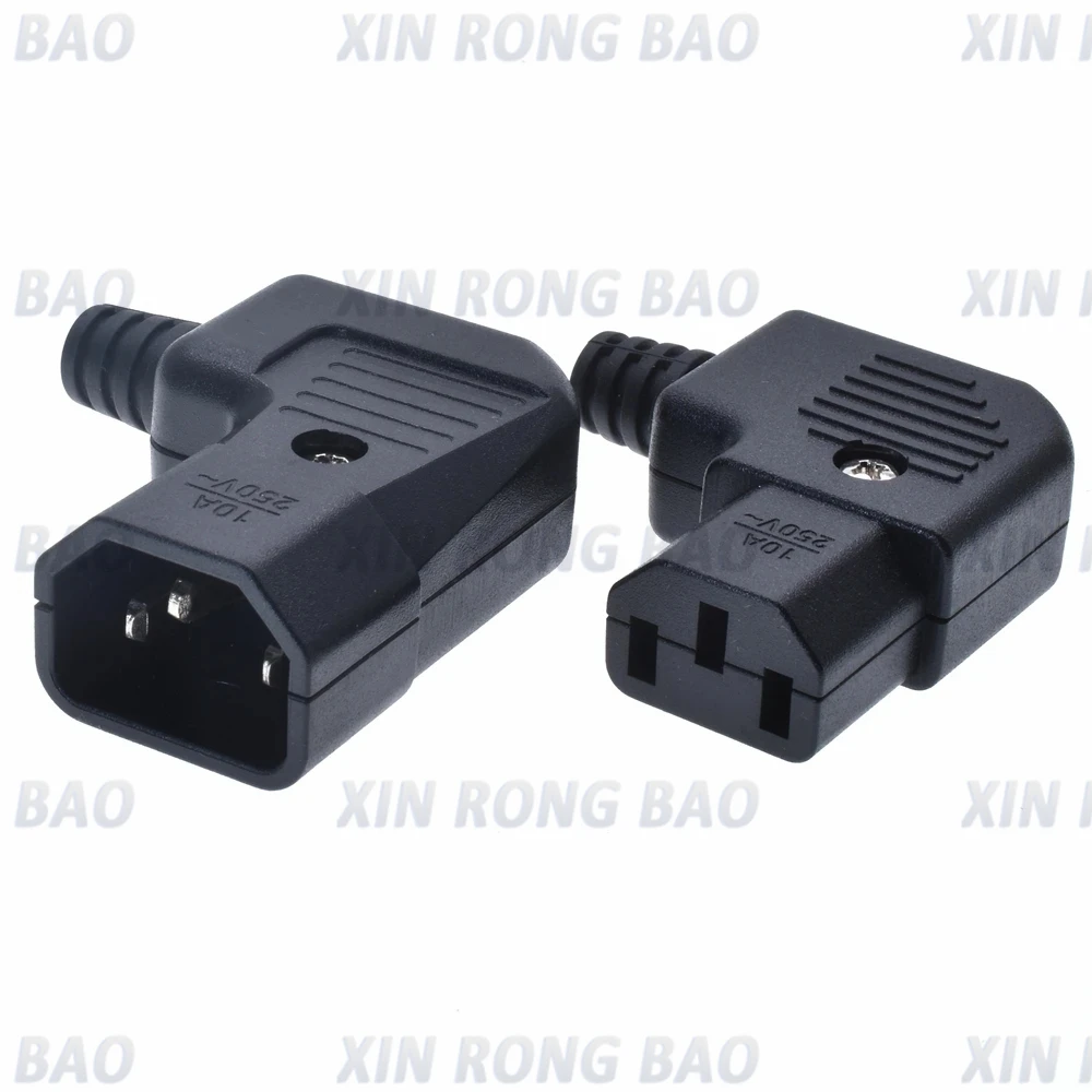 Power Cord Black Elbow IEC320 C13 C14 Power Cord Wiring Power Plug Assemble IEC Connector Outlet PDU UPS Electrical AC Socket Plug 10A 250V