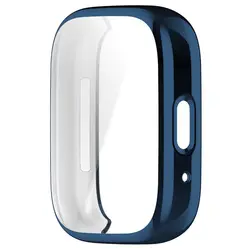 Soft Full-Coverage TPU Protective Shell for Smartwatch with Bumper Screen Protector (Dark blue)
