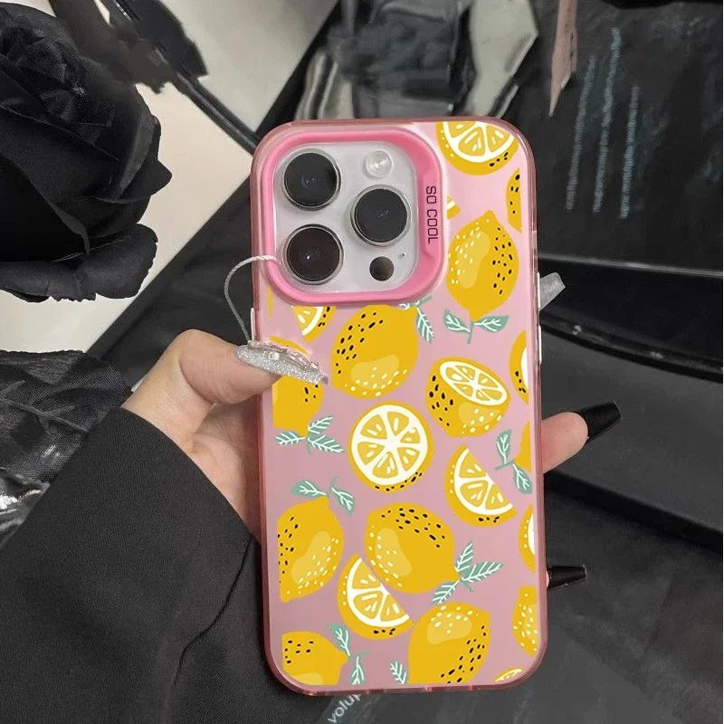 Retro Blue Striped Lemon Phone Case Cover