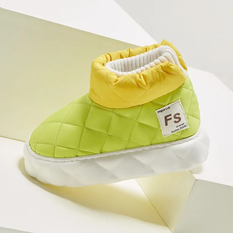 Warm New Fashion Plush Slippers For Woman Man Bread Shoes Winter Warm Thick Platform Waterproof Slippers Outdoor Home Shoes