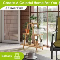 Plant Stand Bamboo for Indoor Outdoor Tiered Plant Shelf 8 Potted Flower Holder Ladder Rack Garden Balcony Living Room Patio 1
