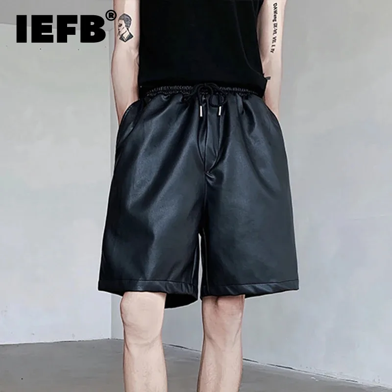 

Шорты IEFB мужские из экокожи, свободные повседневные короткие штаны с эластичным поясом, в американском стиле, 9C5897, лето 2024