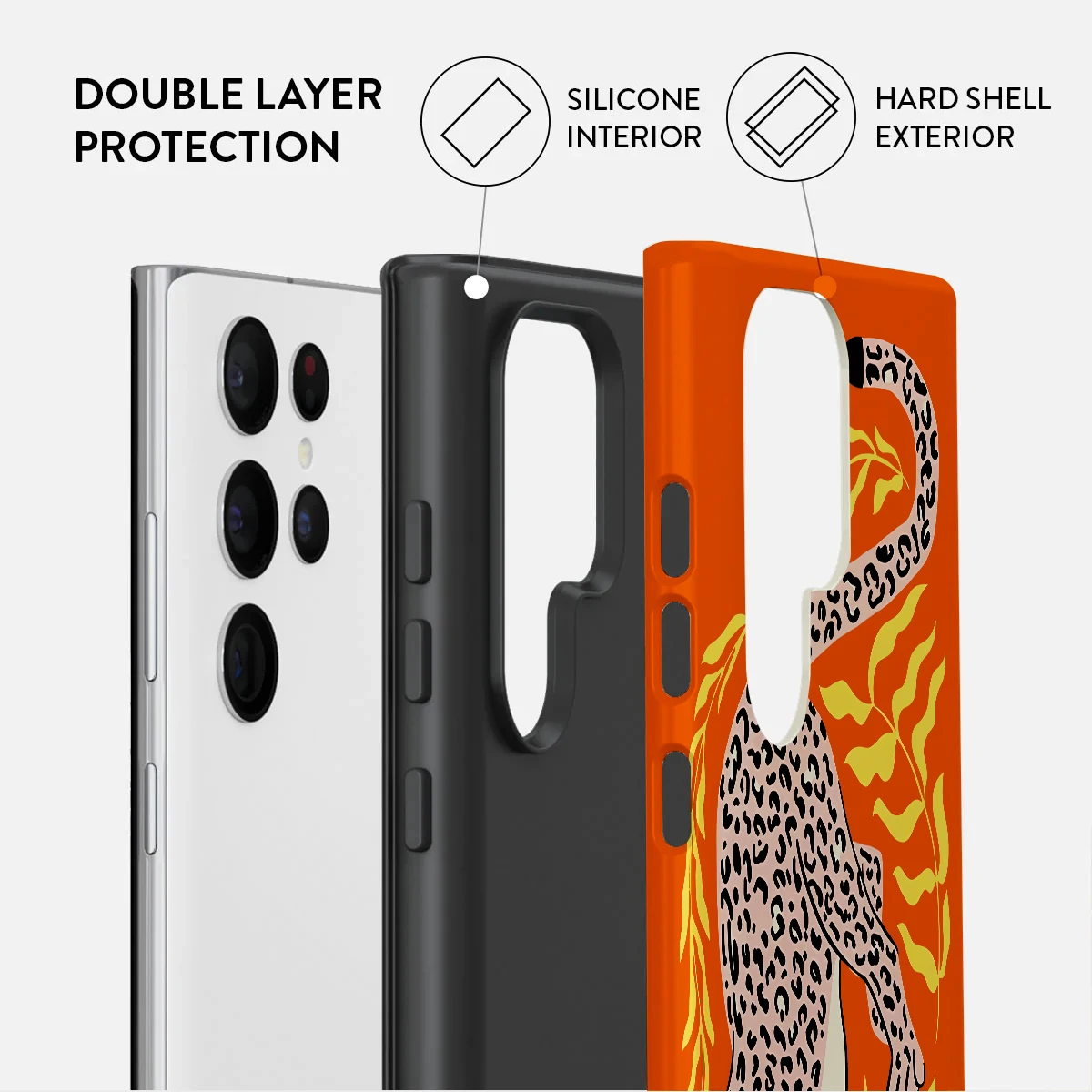 Orange Leopard Shockproof Hard Acrylic Phone Case