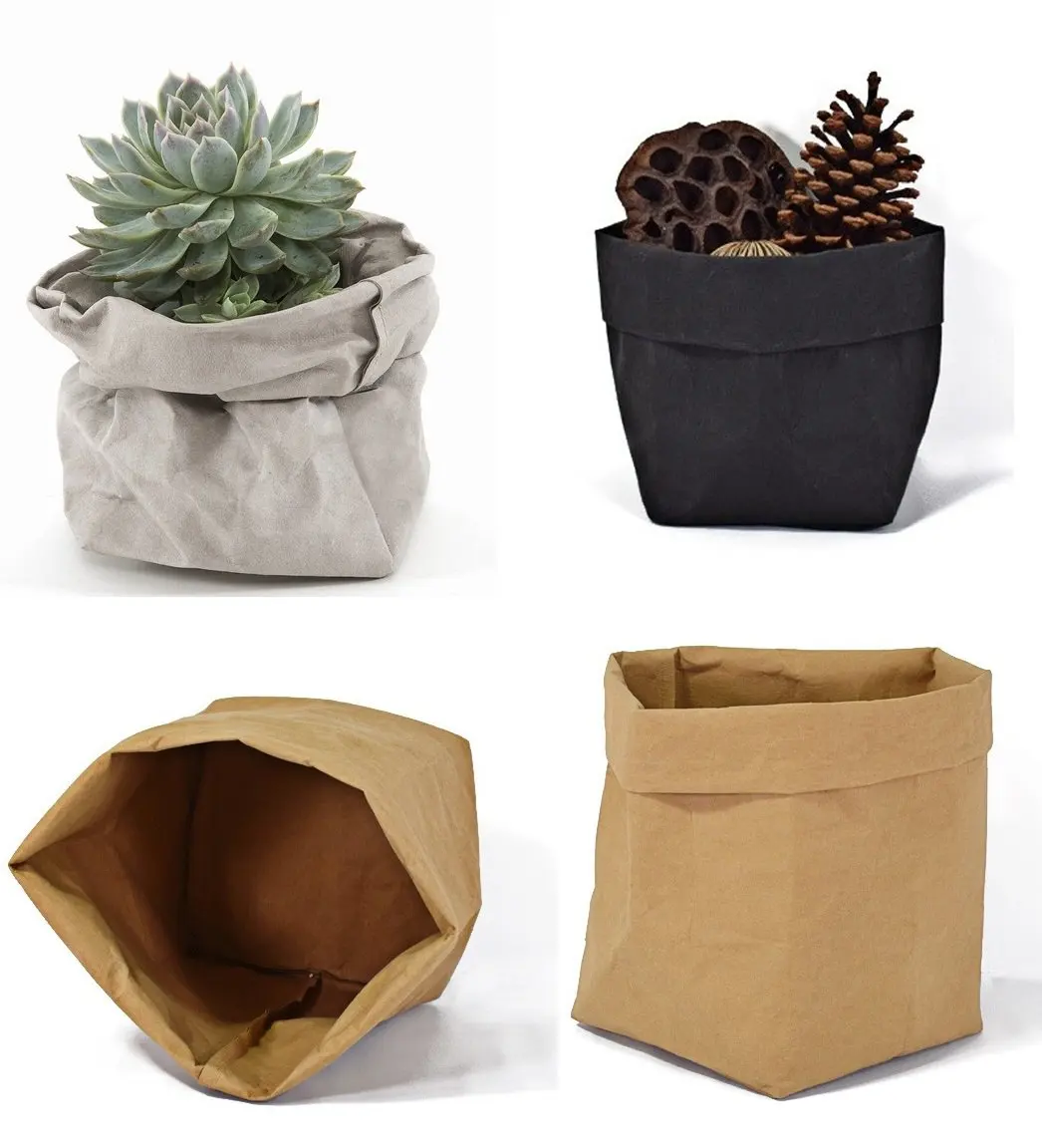 

Washable Kraft Paper Refrigerator Storage Bag Desktop Organizer Office Kitchen Wardrobe Stationery Storage Pot Cover Storage Bag
