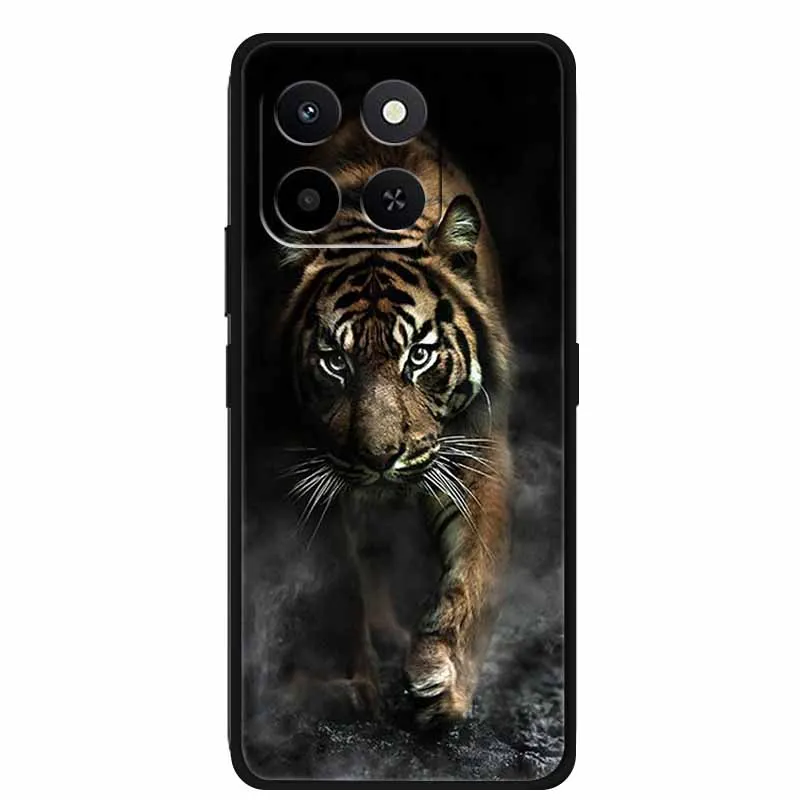 Animal Painted Soft TPU Silicone Back Cover for Honor X7d - Wolf, Lion, and Tiger Design
