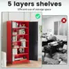 Metal Garage Storage Cabinets with Lock, 72" Tall Locker Organizer Steel Tool Cabinets,5 Adjustable Shelves 2 Doors (Black Red) 6