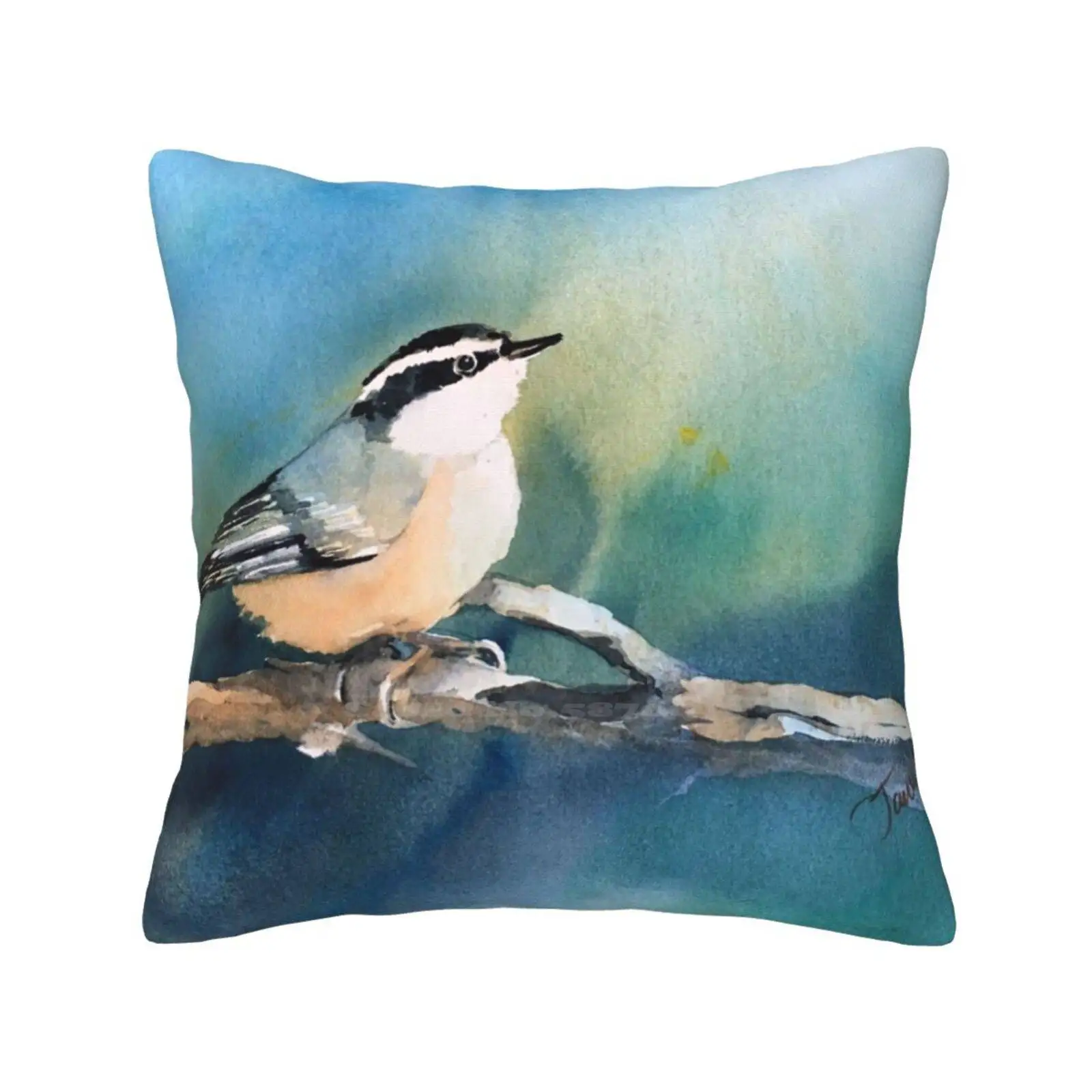 

Sittin Pretty Pillow Cover Hug Pillowcase Black Capped Chickadee Watercolour Sitting Pretty Jane Bailey