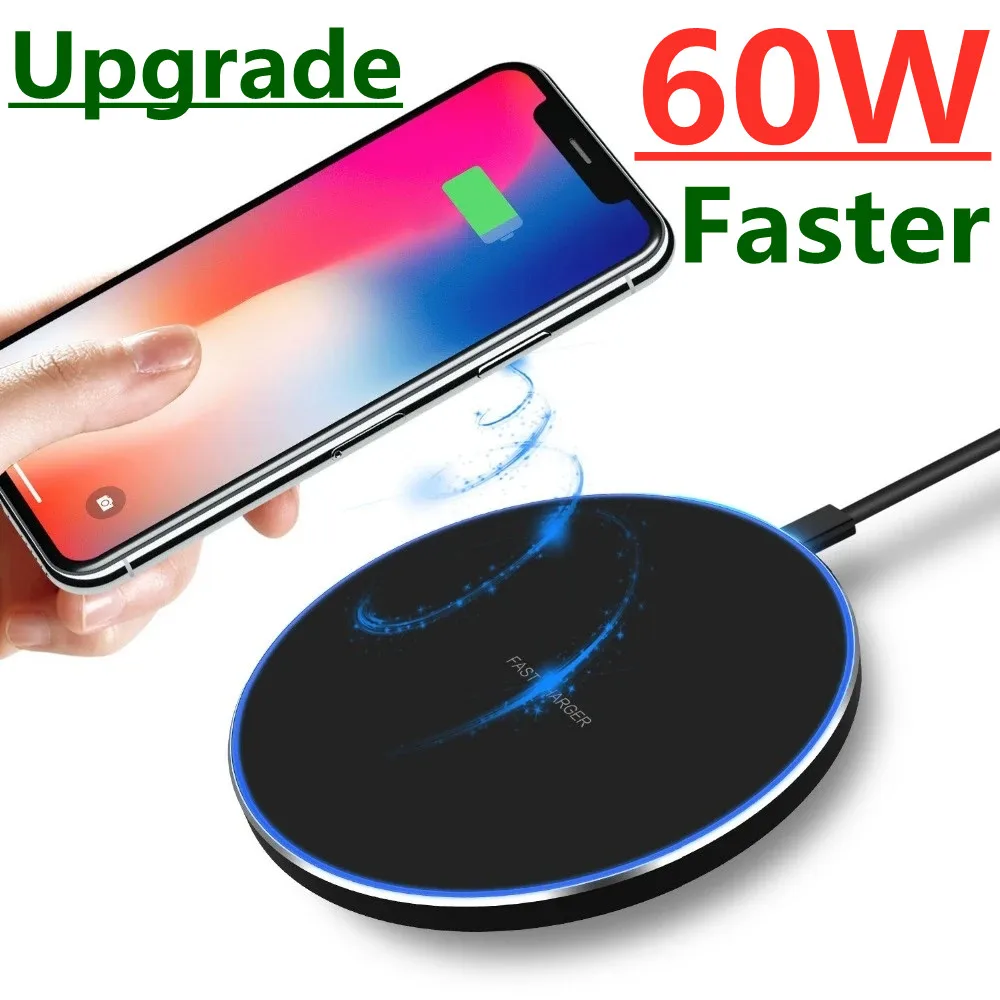 60W Wireless Charger Pad Stand For iPhone 14 13 12 11 Pro X XS Max XR