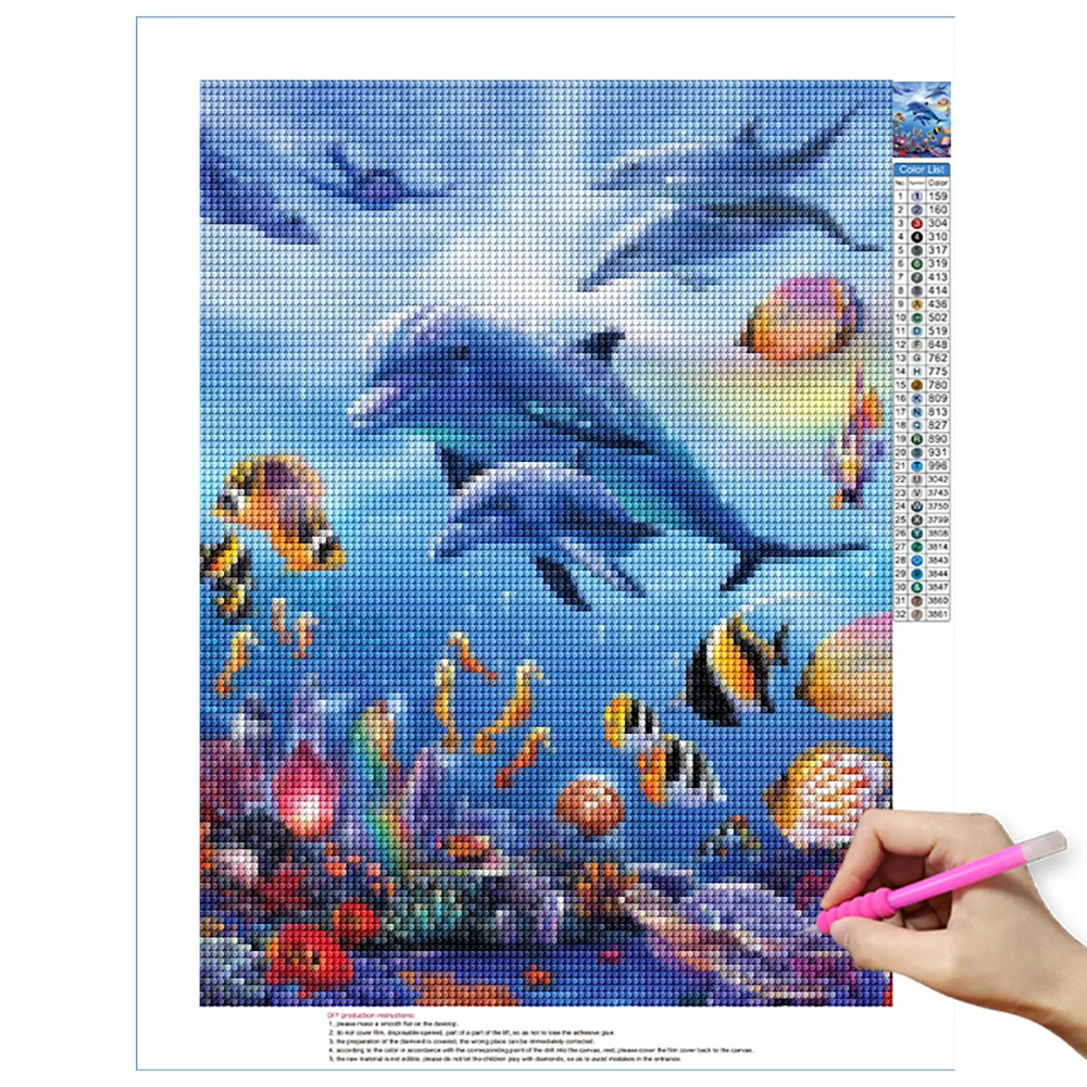 あ*こ様 Dolphins in Love DIYアートキット DAC Dolphins In Love – Diamond Art Club