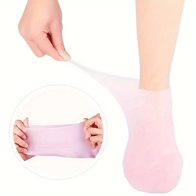 2 Pack Silicone Moisturizing Foot Socks for Dry Cracked Feet Foot Care Socks Spa Pedicure Socks Massage Moisturizing Gel Socks 3