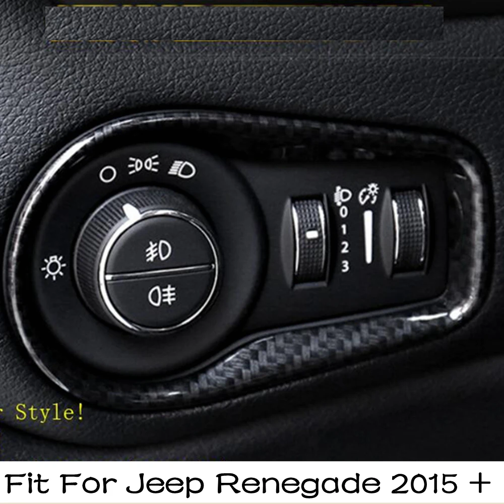 

Carbon Fiber Look Front Head Lights Headlamp Switches Button Frame Cover Trim For Jeep Renegade 2015 2016 2017 2018 2019 2020