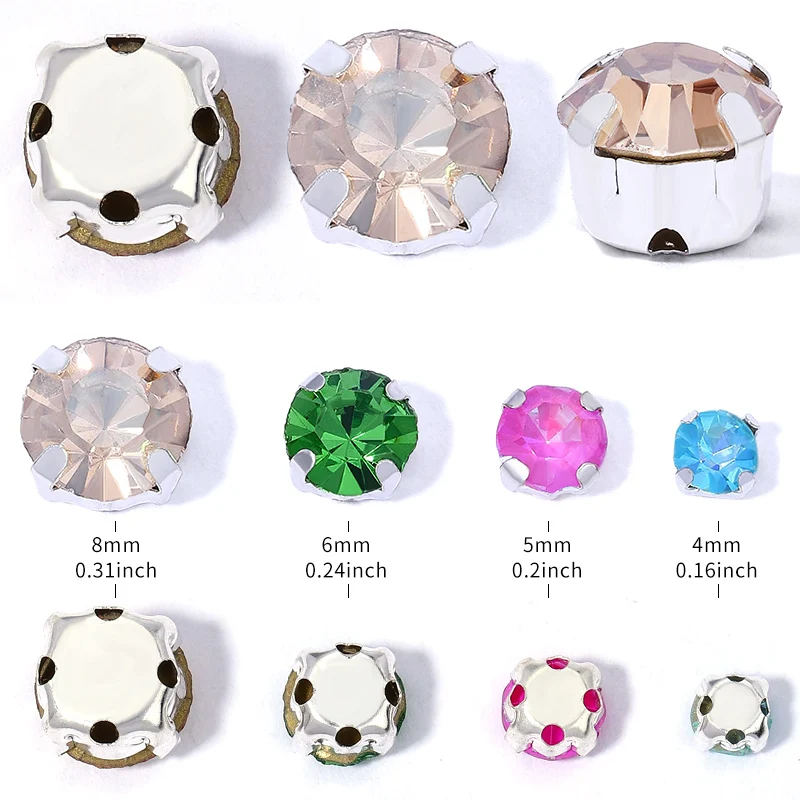 DUCRYSTAL 4-8mm 크리스탈 유리 발톱 라인 석 실버베이스 믹스 크리스탈 바느질 스톤 공예 및 웨딩 드레스 바느질 액세서리