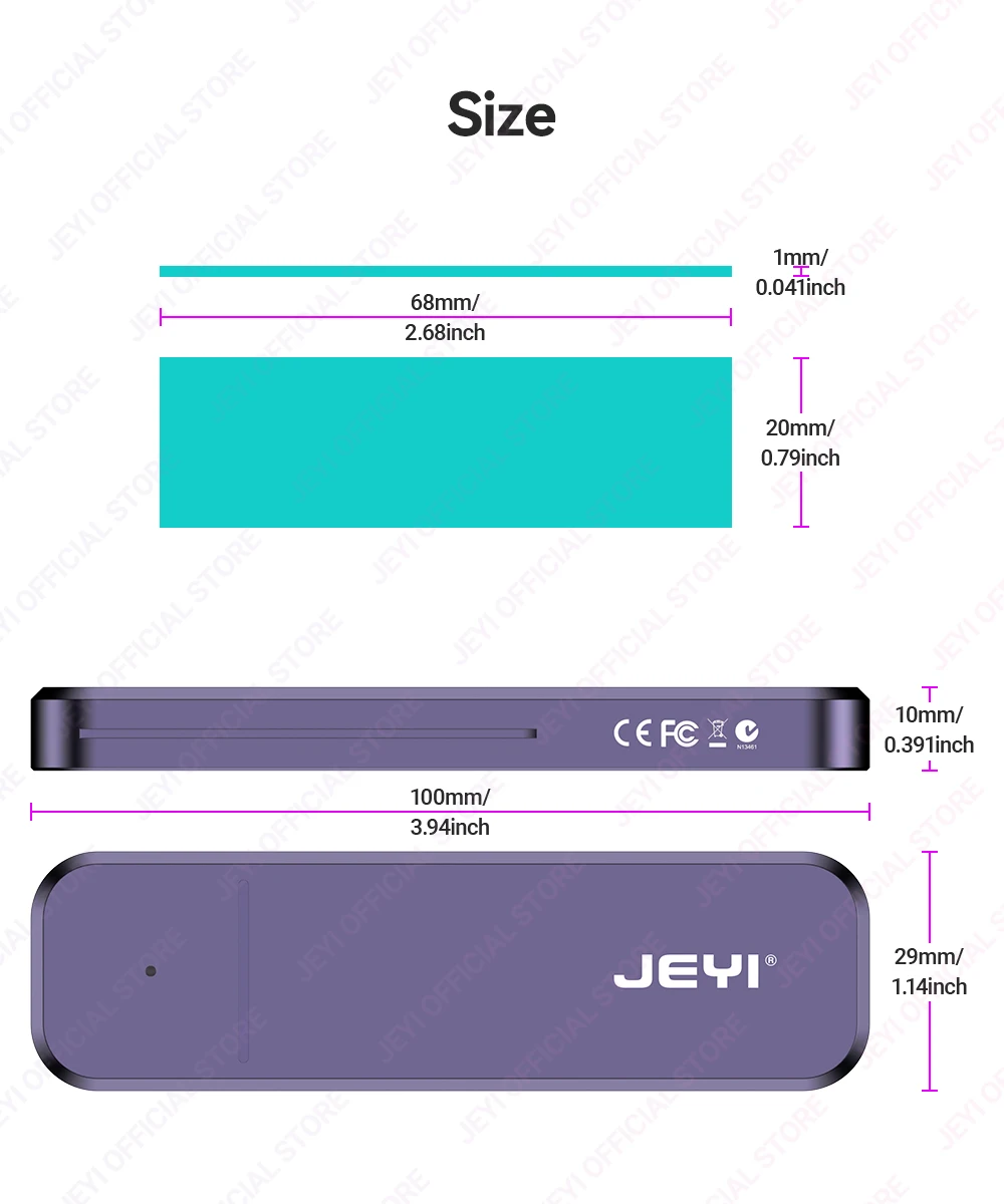 JEYI M.2 SSD (10 Gbps) Aluminiumgehäuse mit NVMe/SATA Dual-Protokoll-Unterstützung | USB 3.2 | Unterstützt 2230/42/60/80 SSDs | UASP+TRIM – Detail 12
